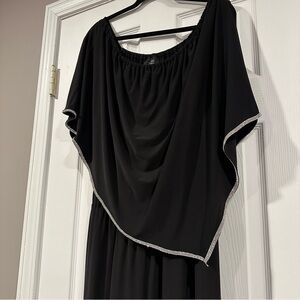 MSK Women’s Off-The-Shoulder Overlay Jumpsuit Size 1X | Black